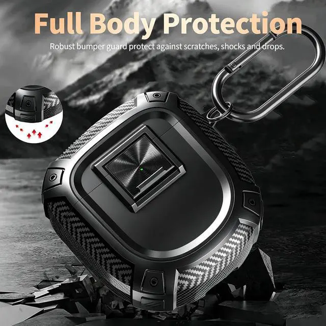 Alt view image 3 of 7 - for New Bose QuietComfort Ultra Earbuds (2nd Gen 2025)/Ultra 2023/II 2022 Case Cover with Lock Clip&Cleaner kit, Rugged Shockproof Protective Bose QC Ultra 2 Hard Skin with Carabiner - Black