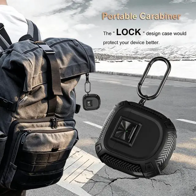 Alt view image 5 of 7 - for New Bose QuietComfort Ultra Earbuds (2nd Gen 2025)/Ultra 2023/II 2022 Case Cover with Lock Clip&Cleaner kit, Rugged Shockproof Protective Bose QC Ultra 2 Hard Skin with Carabiner - Black
