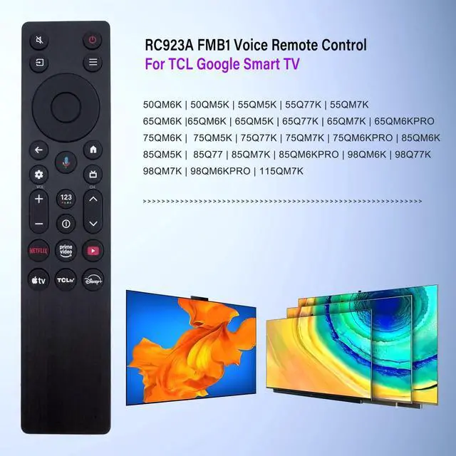 Alt view image 5 of 5 - RC923A FMB1 Voice Remote Control Replacement Compatible for TCL 2025 4K OLED Smart TV QLED QLED Mini Google TV's, Series QM5K, QM6K, QM7K, Q77KNo Settings Required (Black)