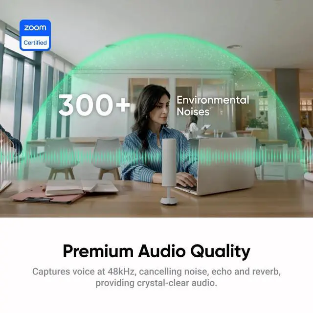 Alt view image 3 of 7 - Wave AI Conference Speakerphone with Bluetooth, Noise-Canceling Mics, Beamforming, Zoom Certified, AI Transcription & Summary, 32GB Storage for Meetings, Podcasts, Home office and Livestreams