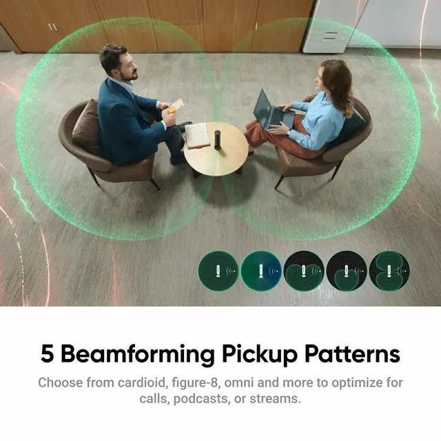 Alt view image 6 of 7 - Wave AI Conference Speakerphone with Bluetooth, Noise-Canceling Mics, Beamforming, Zoom Certified, AI Transcription & Summary, 32GB Storage for Meetings, Podcasts, Home office and Livestreams