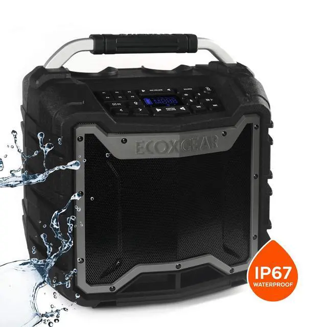 Alt view image 3 of 7 - EcoTrek Rugged Waterproof Floating Portable Bluetooth Wireless 100 Watt Stereo Smart Speaker and PA System (Gray)