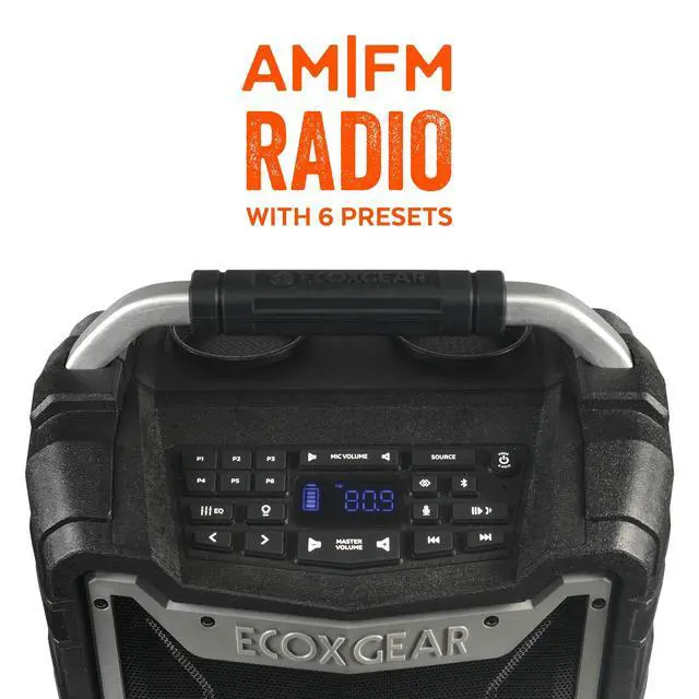 Alt view image 5 of 7 - EcoTrek Rugged Waterproof Floating Portable Bluetooth Wireless 100 Watt Stereo Smart Speaker and PA System (Gray)
