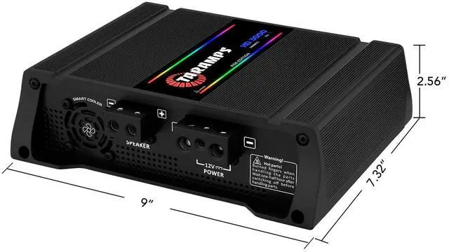 Alt view image 6 of 7 - Taramps HD 3000 1 Ohm Black RGB 1 Channel Amplifier 3000 Watts RMS Digital, 108 RGB Effects, Crossover, Low/High Pass, Bass Boost, Car Audio System, Monoblock Full Range, LED Monitor Indicator, HD 3k