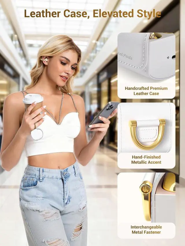 Alt view image 3 of 7 - JewelPods C01 Pro Open Ear Headphones, Gold | Luxury Jewelry, Wireless Earbuds