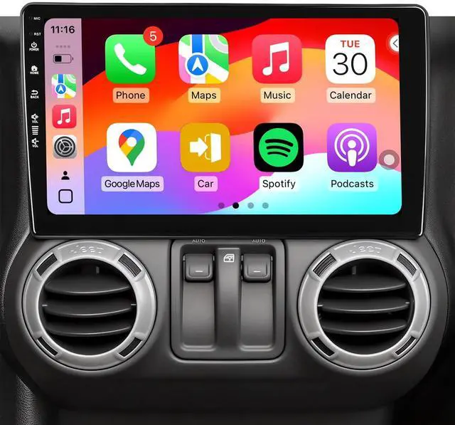 Main image of Car Radio Stereo for Jeep Wrangler JK 2007-2018 Dodge Ram 2009-2012, Android 13/ 10inch QLED IPS Touch Screen/Wireless Carplay/Android Auto/Bluetooth/GPS Navigation/WiFi/5G/1080P Back-up Camera/SWC/FM