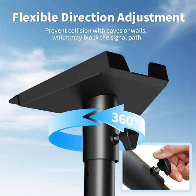 Alt view image 4 of 7 - Adjustable Starlink Mount for Standard Gen3/V3/4/4X, Wall Roof Bracket | 180° Tilt & 360° Rotation, Rustproof & Weatherproof Carbon Steel, Easy Installation for Concrete Walls and Wood Walls