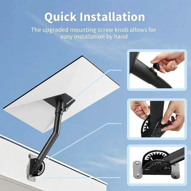Alt view image 3 of 7 - Adjustable Starlink Mount for Standard Gen3/V3/4/4X, Wall Roof Bracket | 180° Tilt & 360° Rotation, Rustproof & Weatherproof Carbon Steel, Easy Installation for Concrete Walls and Wood Walls