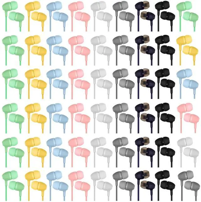 Main image of 200 Pack Earbuds Bulk Earphones 3.5 mm Classroom Headphones for Adult Assorted Colors Earbud Wired Earphone Without Mic for Adult Office Home Individually Bagged(Multicolor)