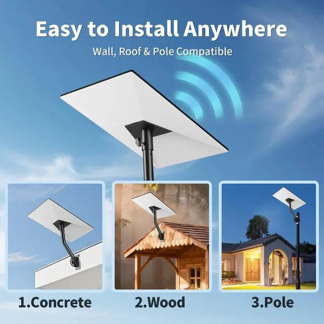Alt view image 7 of 7 - Adjustable Starlink Mount for Standard Gen3/V3/4/4X, Wall Roof Bracket | 180° Tilt & 360° Rotation, Rustproof & Weatherproof Carbon Steel, Easy Installation for Concrete Walls and Wood Walls