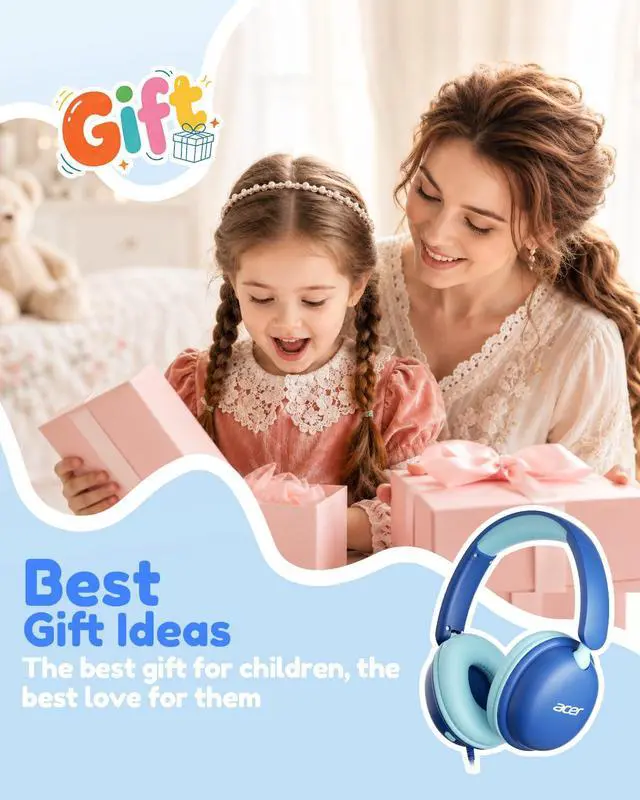 Alt view image 6 of 7 - OHW355 Kids Headphones with Cord for School,Over Ear Wired Headphones | 74/85dB Volume Limit, Foldable 3.5mm Jack, Stereo Sound, for Tablet/Computer/Travel/Chromebook-Blue Cyan