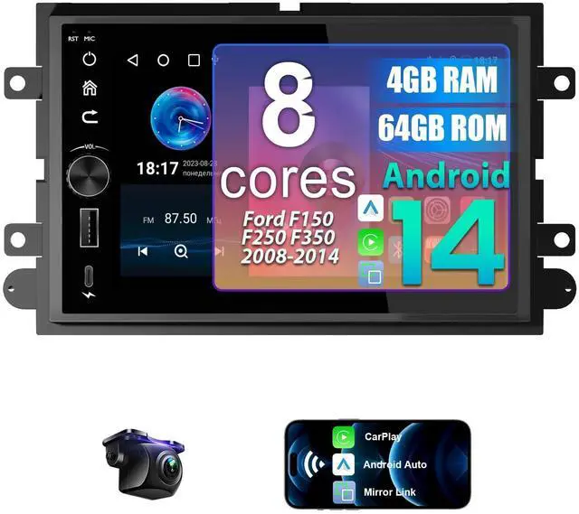 Main image of 8 Core 4G+64G Car Radio Stereo for Ford F150 2004-2008, F250 F350 2006-2014 | 7" OLED Touchscreen Radio Stereo, Wireless CarPlay & Android Auto, SWC, AM/FM/RDS, 32 EQ, 1080P backup camera
