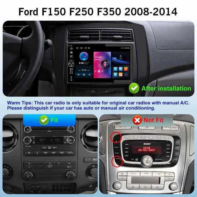 Alt view image 2 of 7 - 8 Core 4G+64G Car Radio Stereo for Ford F150 2004-2008, F250 F350 2006-2014 | 7" OLED Touchscreen Radio Stereo, Wireless CarPlay & Android Auto, SWC, AM/FM/RDS, 32 EQ, 1080P backup camera