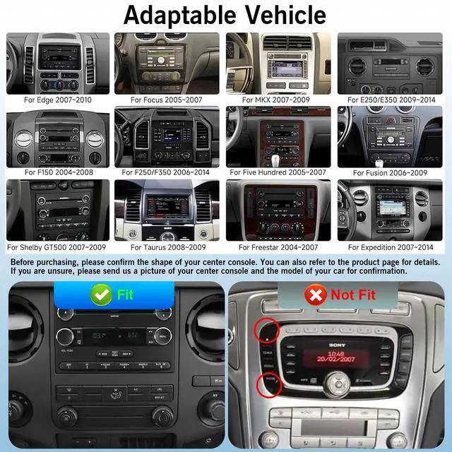 Alt view image 3 of 7 - 8 Core 4G+64G Car Radio Stereo for Ford F150 2004-2008, F250 F350 2006-2014 | 7" OLED Touchscreen Radio Stereo, Wireless CarPlay & Android Auto, SWC, AM/FM/RDS, 32 EQ, 1080P backup camera