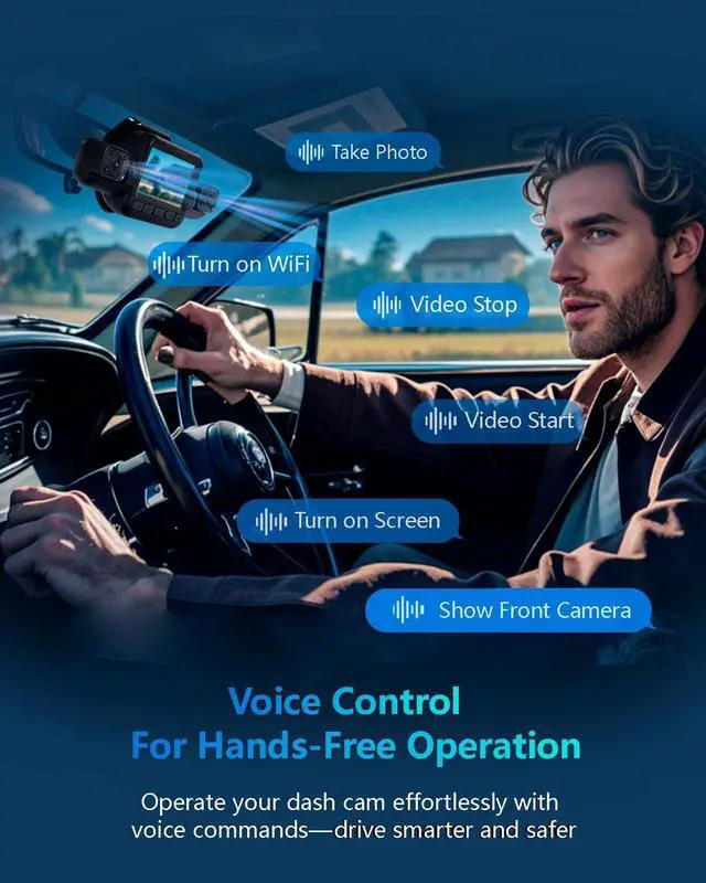 Alt view image 7 of 7 - AI 4K Dash Cam Front and Rear, 360° View 4 Channel Camera for Car | STARVIS 2, AI Driver Monitoring System, 3" Touch Screen, Night Vision, 5G Wi-Fi GPS, Free 64GB Card, 24H Parking Mode, V8 MAX