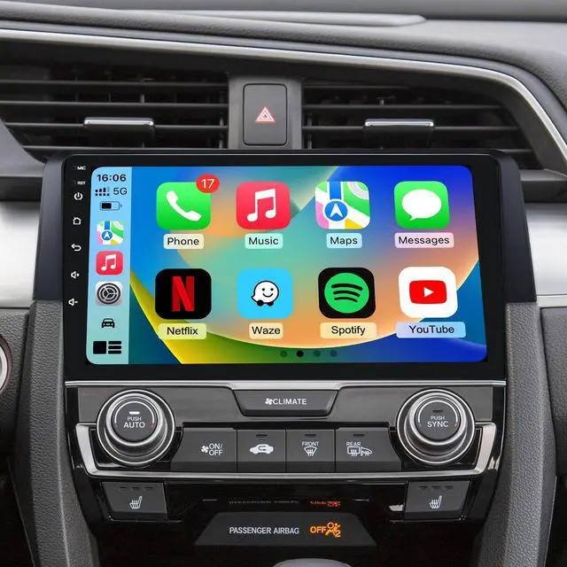 Main image of 4G+64GB Android 13 Car Radio Stereo for Honda Civic 2016-2021, 9" Touch Screen Head Unit with Android 13/CarPlay/Android Auto/GPS Navigation/Bluetooth/FM/DSP Radio/AHD Backup Camera