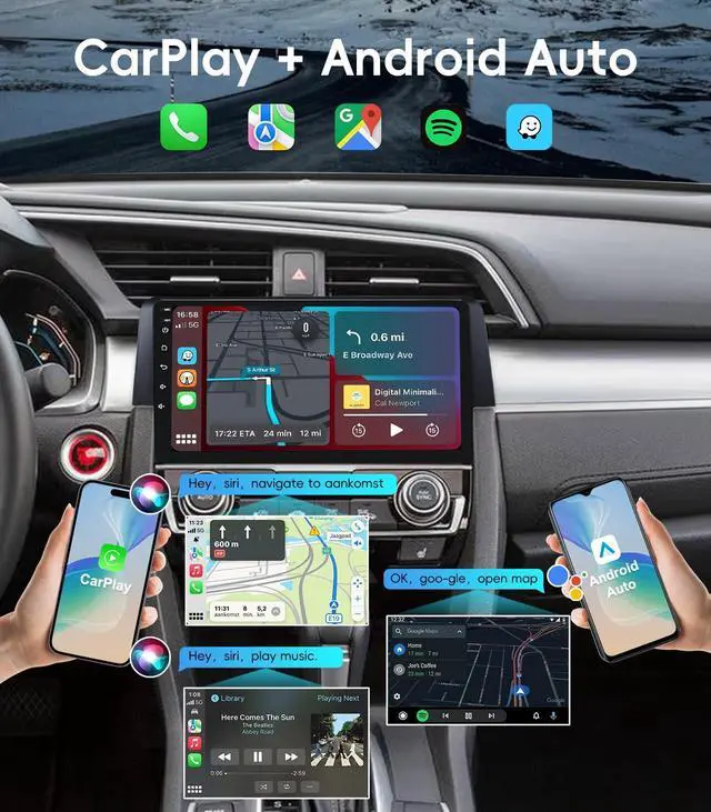 Alt view image 3 of 7 - 4G+64GB Android 13 Car Radio Stereo for Honda Civic 2016-2021, 9" Touch Screen Head Unit with Android 13/CarPlay/Android Auto/GPS Navigation/Bluetooth/FM/DSP Radio/AHD Backup Camera