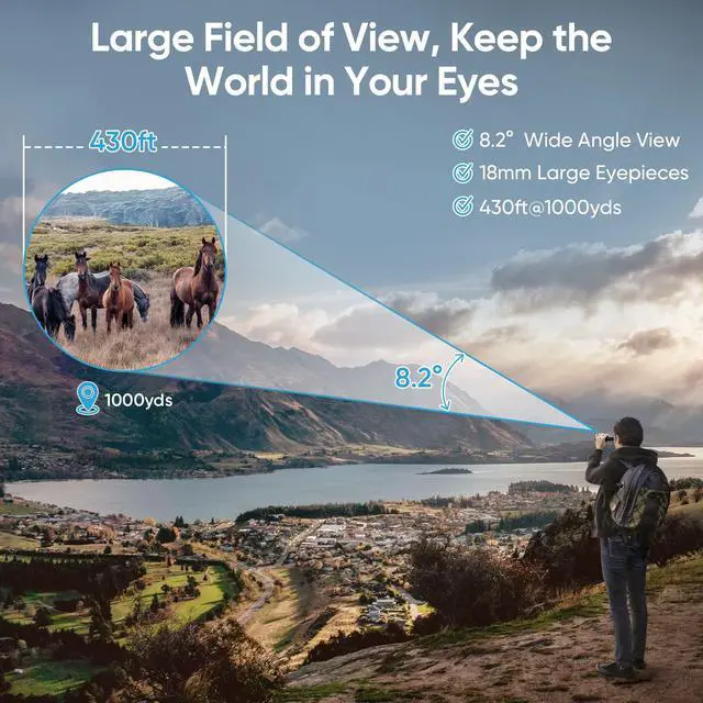 Alt view image 3 of 7 - Binoculars for Adults Bird Watching 8x42 HD with Phone Adapter | 430ft Wide Field of View, FMC Lens for Clear & Sharp Images, Waterproof Lightweight Design for Wildlife, Hiking, Travel