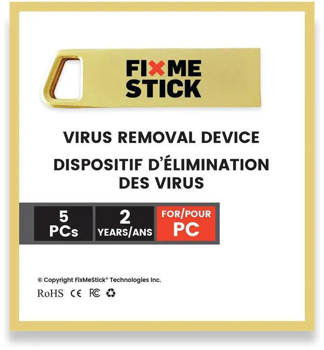 Main image of Gold Computer Virus Removal Stick for Windows PCs - Unlimited Use on Up to 5 Laptops or Desktops for 2 Years - Works with Your Antivirus