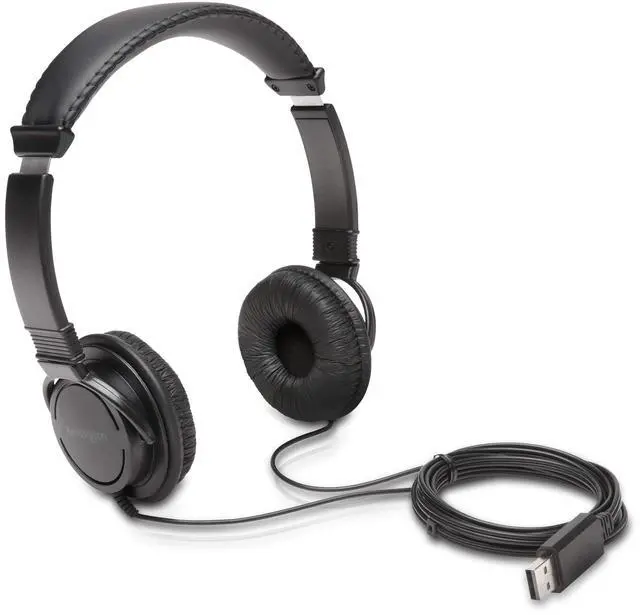 Main image of USB-A Hi-Fi Headphones, On-Ear Headset, 6ft Cord, for Kids, for Adults, for School, Padded Adjustable Headband (K97600WW), Black