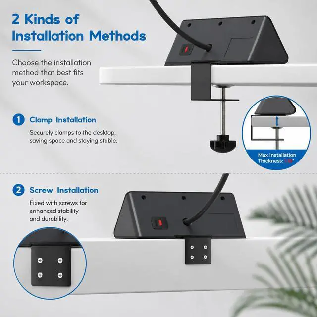 Alt view image 4 of 7 - Nightstand Charging Station, Nightstand Edge Power Strip with 3 AC Outlets, 4 Fast Charging USB Ports, Connect 6.56FT Flat Plug, Desk Surge Protector for Office Home Hotel, 2-Pack(Black)
