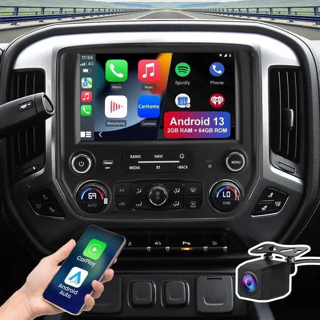 Main image of Android 13 Car Stereo for Chevy Silverado GMC Sierra 2014-2018 with Type-C 30W Fast Charging, 10.1 Inch Radio with Wireless CarPlay Android Auto/BT/GPS/FM/SWC/Backup Camera 2GB 64GB