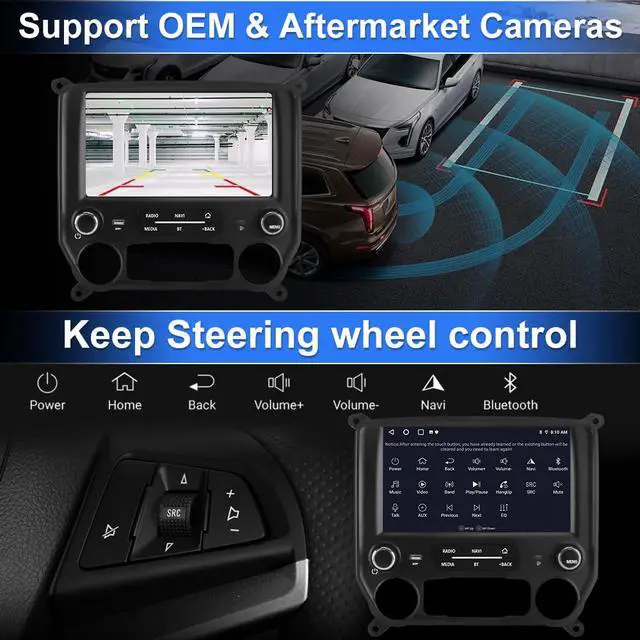 Alt view image 4 of 7 - Android 13 Car Stereo for Chevy Silverado GMC Sierra 2014-2018 with Type-C 30W Fast Charging, 10.1 Inch Radio with Wireless CarPlay Android Auto/BT/GPS/FM/SWC/Backup Camera 2GB 64GB