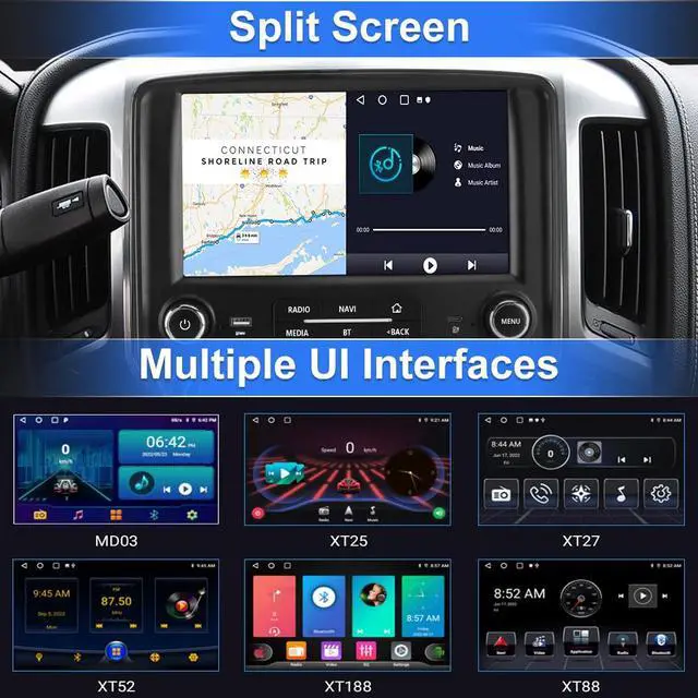 Alt view image 5 of 7 - Android 13 Car Stereo for Chevy Silverado GMC Sierra 2014-2018 with Type-C 30W Fast Charging, 10.1 Inch Radio with Wireless CarPlay Android Auto/BT/GPS/FM/SWC/Backup Camera 2GB 64GB