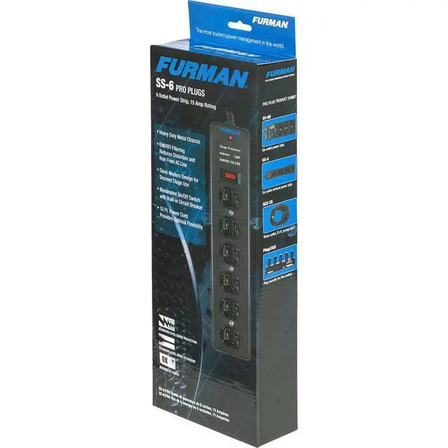 Alt view image 4 of 5 - Furman Pro Plug 6-Outlet Power Strip with Surge Protection (Pair)