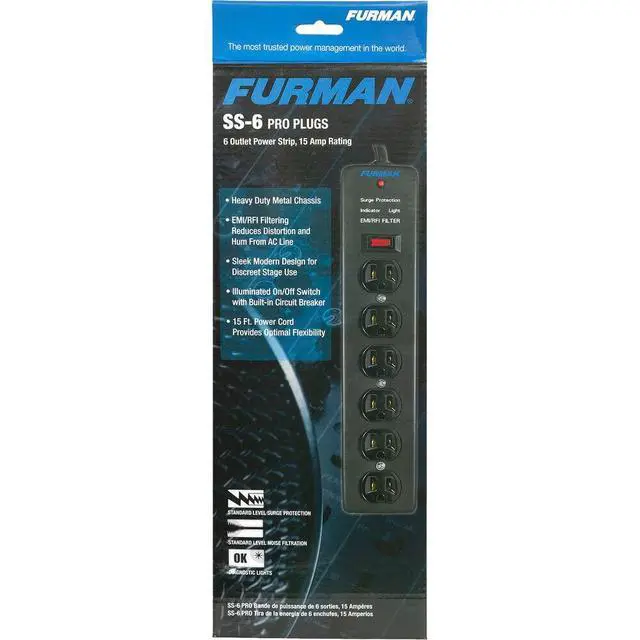 Alt view image 5 of 5 - Furman Pro Plug 6-Outlet Power Strip with Surge Protection (Pair)