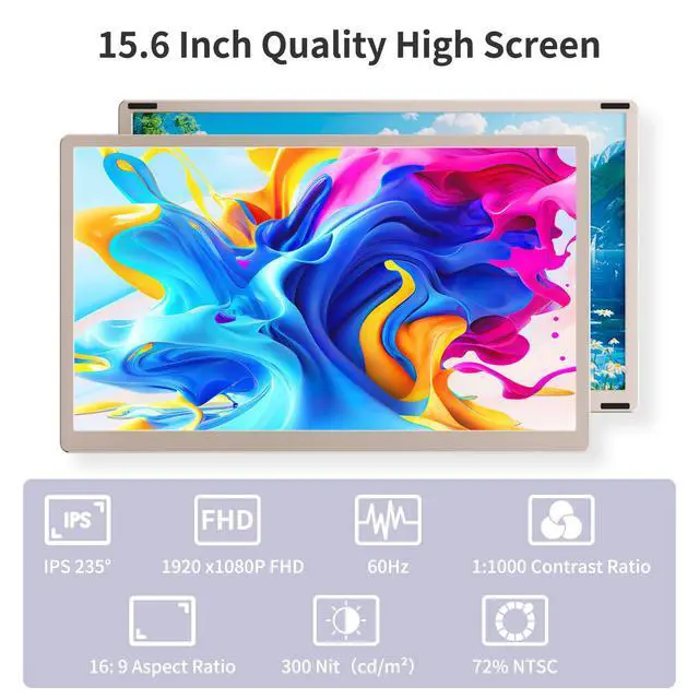 Alt view image 2 of 6 - S6 Laptop Screen Extender Monitor Portable, 15.6'' Dual Screen Monitors for Laptop Plug and Play, FHD 1080P IPS Multi Triple Monitor for 13''-17'' Laptops Compatible with Mac/Wins/Android/Dex