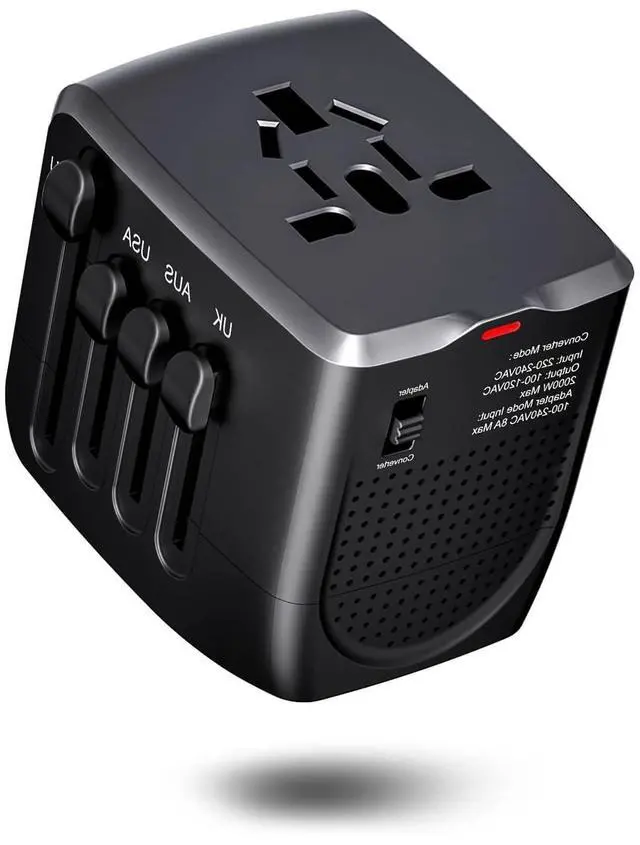 Main image of International Travel Adapter Voltage Converter to Step Down 230V to 120V for Hair straighteners, laptops, Cell Phones, Power converters from USA to UK, Europe, Australia Over 200