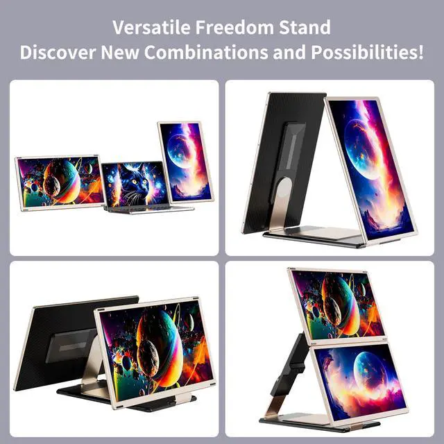Alt view image 6 of 6 - S6 Laptop Screen Extender Monitor Portable, 15.6'' Dual Screen Monitors for Laptop Plug and Play, FHD 1080P IPS Multi Triple Monitor for 13''-17'' Laptops Compatible with Mac/Wins/Android/Dex