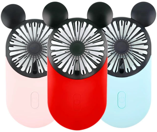 Main image of Cute Mouse Handheld Fan, Rechargeable USB Mini Fan(Red+Pink+Blue) Ultra-Slim Wearable Handheld/Neck Design, 3-Speed Portable Pocket Size Personal Fan for Park, Travel, Concerts, Sports Events