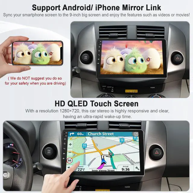 Alt view image 3 of 7 - New Upgrade Car Radio for Toyota RAV4 2007-2012 Without JBL Sound System,9 Inch RAV4 Touchscreen Support Wireless Carplay&Android Auto, Bluetooth & Voice Control, Mirror Link, FM Radio