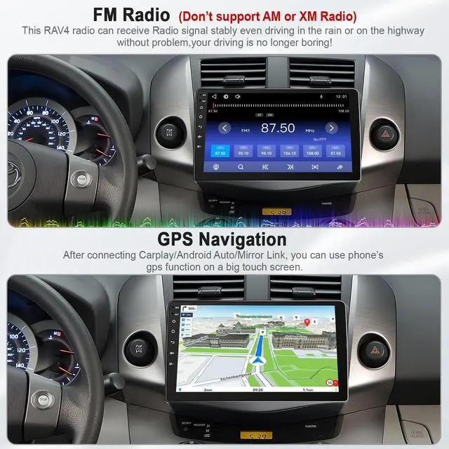 Alt view image 5 of 7 - New Upgrade Car Radio for Toyota RAV4 2007-2012 Without JBL Sound System,9 Inch RAV4 Touchscreen Support Wireless Carplay&Android Auto, Bluetooth & Voice Control, Mirror Link, FM Radio
