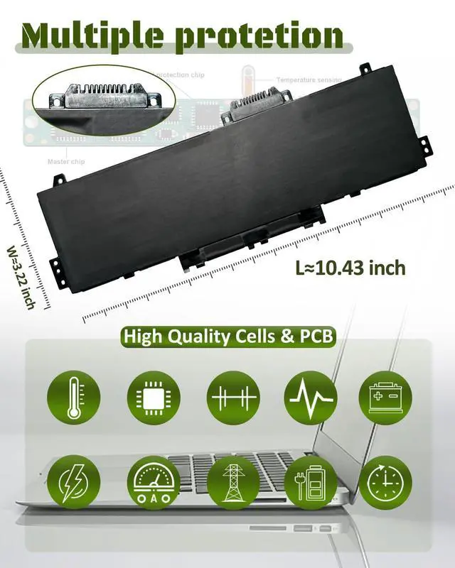 Alt view image 5 of 5 - 41.04Wh AE03XL N21969-005 Battery Replacement for HP 240 245 246 250 G10 255 Series Notebook - N20951-171 N20951-CC1