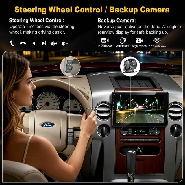 Alt view image 4 of 7 - (8 core+64G) Car Radio for Ford F150/F250/F350 2004-2014, 10 Inch QLED Touch Screen Car Stereo with Carplay&Android Auto,GPS, WiFi, Bluetooth,FM,Rear View, DSP, Android 15