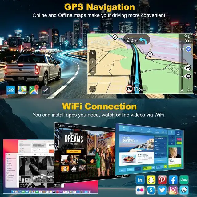 Alt view image 5 of 7 - (8 core+64G) Car Radio for Ford F150/F250/F350 2004-2014, 10 Inch QLED Touch Screen Car Stereo with Carplay&Android Auto,GPS, WiFi, Bluetooth,FM,Rear View, DSP, Android 15