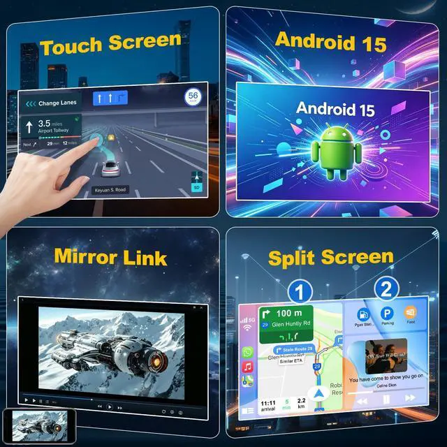 Alt view image 7 of 7 - (8 core+64G) Car Radio for Ford F150/F250/F350 2004-2014, 10 Inch QLED Touch Screen Car Stereo with Carplay&Android Auto,GPS, WiFi, Bluetooth,FM,Rear View, DSP, Android 15