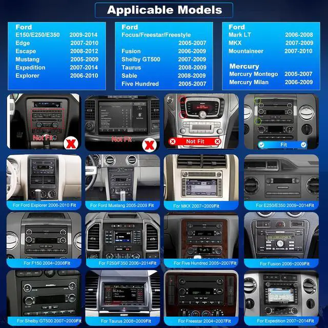 Alt view image 2 of 6 - 5GWifi Android Upgrade Car Radio for Ford Mustang 2005-2009, Explorer 2006-2010, Ford E150/E250/E350 2009-2014 7inch Touch Screen Stereo Head Unit Wireless Carplay Android Auto GPS Bluetooth FM Camera