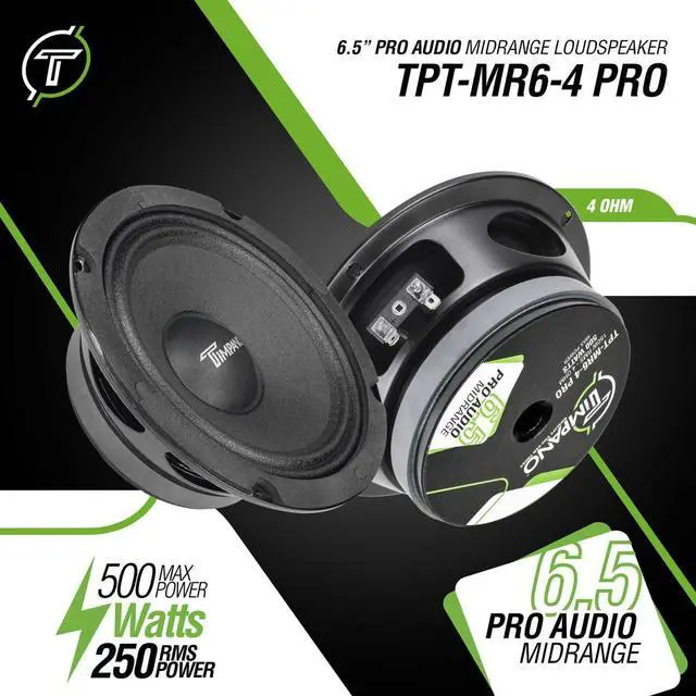 Alt view image 2 of 7 - 6.5 Inch Shallow Midrange Speaker 500 Watts TPT-MR6-4 PRO, 6.5 Midrange Speakers 4 Ohm Shallow Mount Car Audio Speaker, Pro Audio Loudspeaker Compact for Doors (Single)