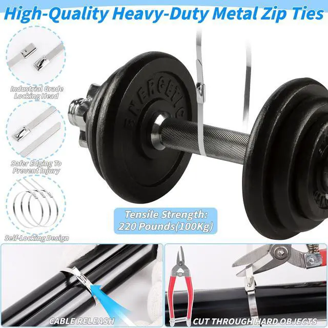 Alt view image 3 of 7 - 400PCS Metal Zip Ties Gun Kit, 6/8/12 Inch Heavy Duty Metal Zip Ties, Multi-Purpose Self-Locking Cable Tie Tool Set for Vehicles Farms Plants Fences Pipe Bundling, Scissors