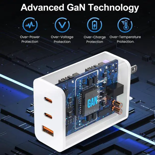 Alt view image 5 of 7 - 100W USB C Charger Block,2Pack 3-Port PD&AC GaN Super Fast USB C Charging Block Wall Charger Adapter Plug for MacBook Pro/MacBook Air,iPhone 17 Pro Max/17 Air/16 Plus/16E/15,iPad Pro/Air/Mini and More