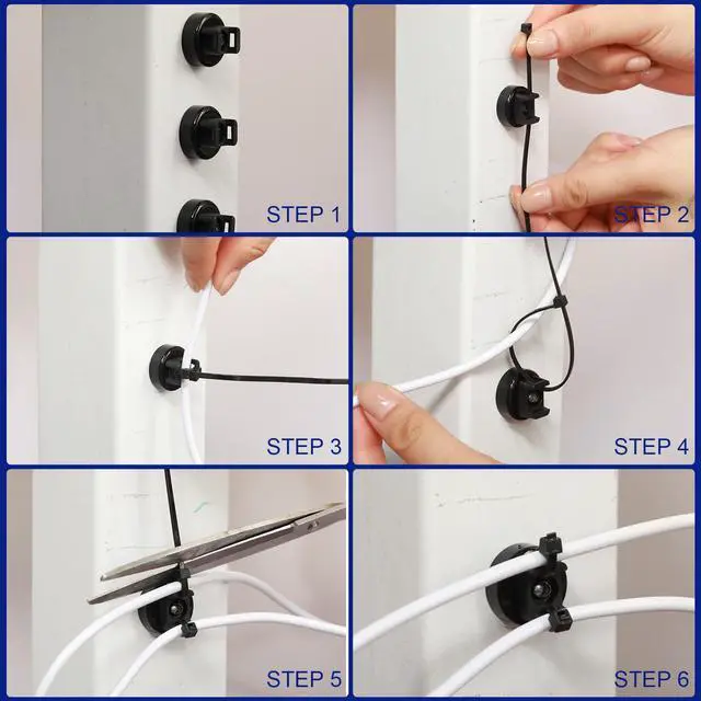 Alt view image 5 of 6 - 24 Pieces Magnet Zip Tie Mount 22 mm Heavy-duty Magnetic Zip Tie Mounts 22LBS Strong Multipurpose Wire Cable Holder Mount for Home Office Wire Management Marine Electrical Wiring