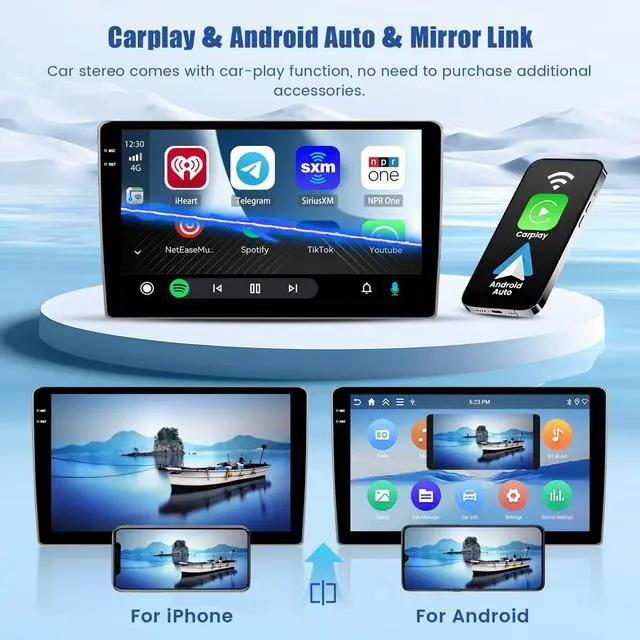 Alt view image 2 of 7 - Android Car Radio for Toyota Prius C 2012-2014 CarPlay Android Auto | 9 Inch HD Touchscreen with 4+64G storage, Prius Stereo with 5Ghz WiFi GPS Bluetooth FM/RDS EQ SWC Backup Camera MIC