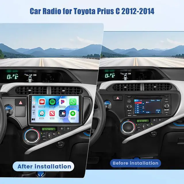 Alt view image 5 of 7 - Android Car Radio for Toyota Prius C 2012-2014 CarPlay Android Auto | 9 Inch HD Touchscreen with 4+64G storage, Prius Stereo with 5Ghz WiFi GPS Bluetooth FM/RDS EQ SWC Backup Camera MIC
