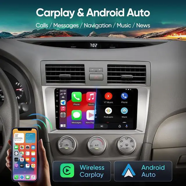 Alt view image 4 of 7 - 64GB Car Stereo Radio for Toyota Camry 2007 2008 2009 2010 2011, 9 Inch Android Touchscreen Head Unit with Wireless CarPlay & Android Auto, Bluetooth 5.0, GPS, FM/RDS, SWC, DSP, 1080P Backup Camera