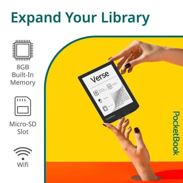 Alt view image 7 of 7 - Verse E-Readers | Eye-Friendly 6'' E-Ink Carta HD Touchscreen | Adjustable SMARTlight | Up to 1 Month of Battery Life | WiFi & Memory Card Slot | E-Book Reader in Misty Grey