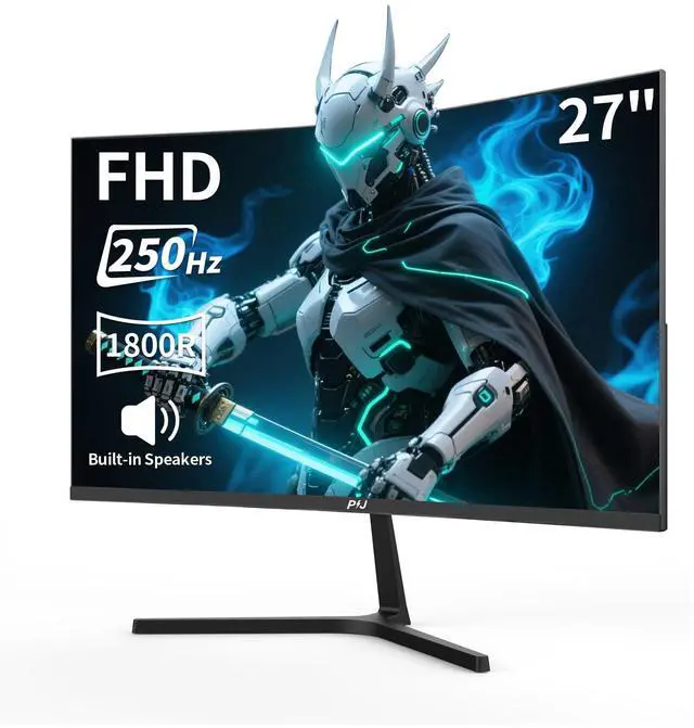 Main image of 27 Inch Curved Gaming Monitor 250Hz FHD PC Screen Built-in Speakers | 1920x1080p, 1800R Computer Monitor with FreeSync, DP, HDMI, Wall Mountable 100x100mm, Eye Care, for Home Office & Gaming